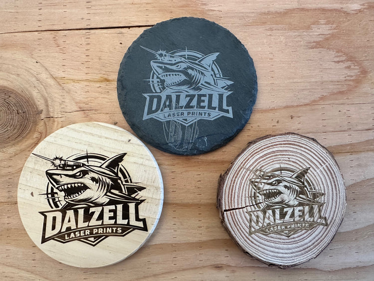Personalized Circular Pine Coaster - Set of 4