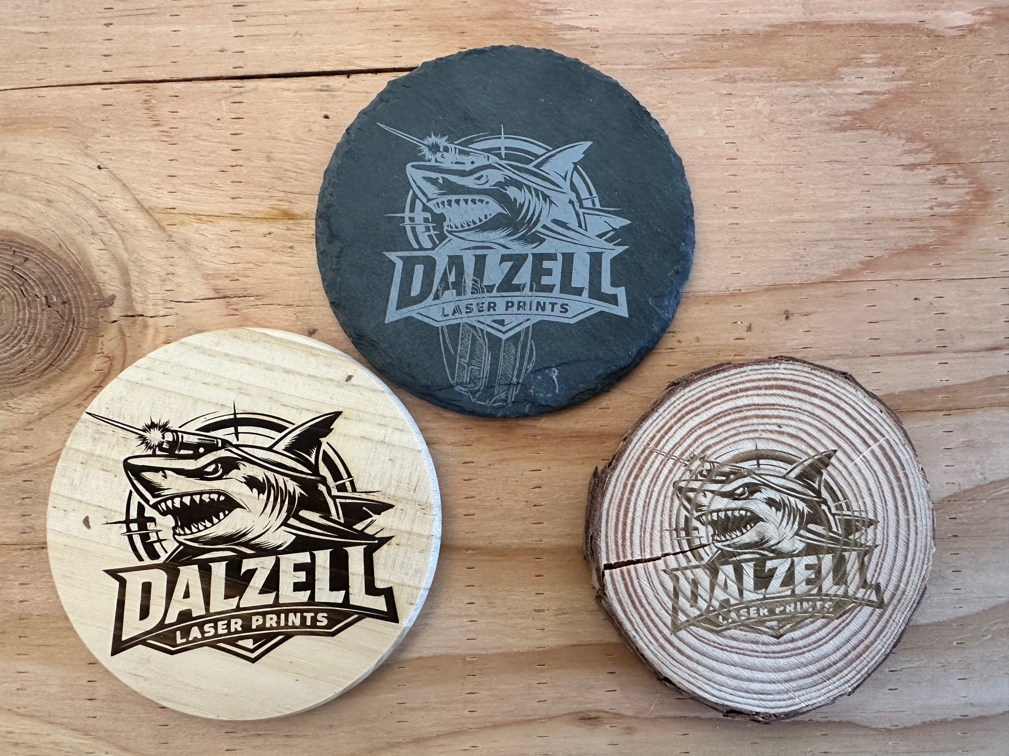 Custom Engraved Natural Cut Pine Coaster